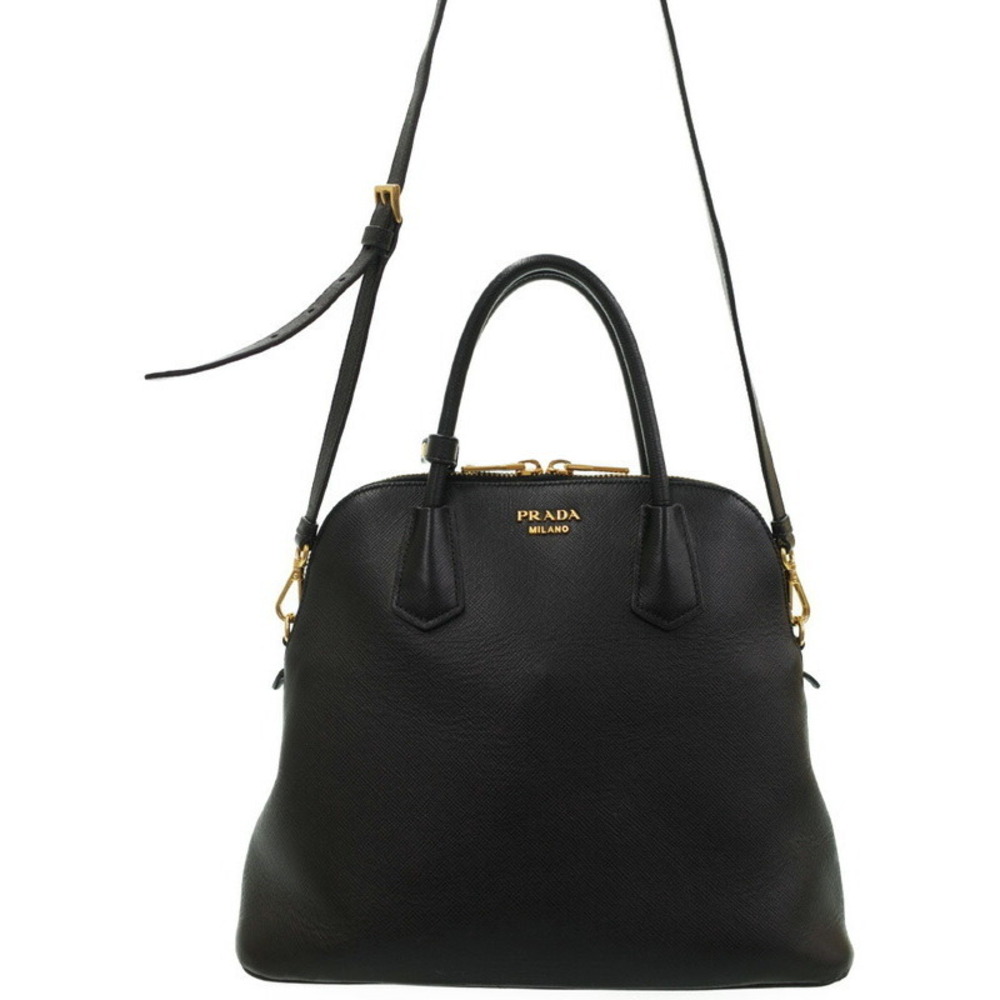 Prada Saffiano Cuir Dome Satchel black leather